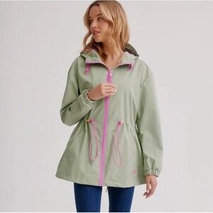 Nikki Jones Happy Rain Jacket Fern Green‎ Pink Zipper XS